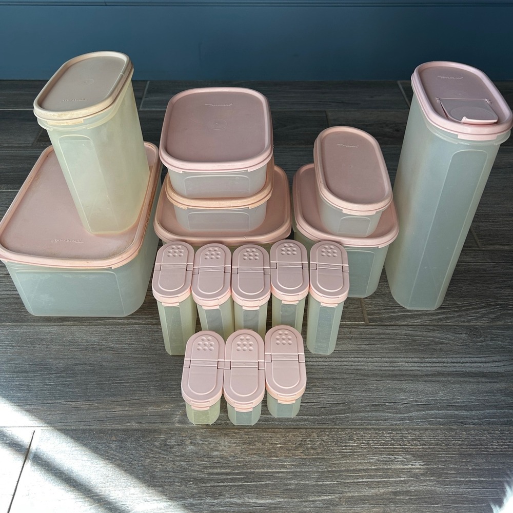 Vintage Tupperware Pink Modular Mates 8 Piece Spice Set‎ Food Storage Containers